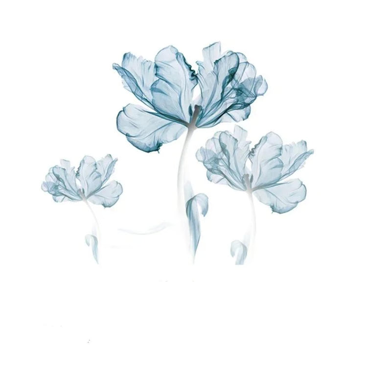New Creative Nordic Blue Flower Wall Stickers, 3D Wall Art Decals, Home Living Room Sofa Warm Background Decoration