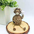 Fun Desktop Decoration, Creative Highland Cow Blowing Hair Statue Ornament for Home, Office, Living Room, Bathroom