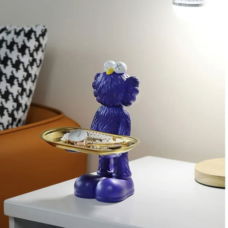Decorative Bear Figurine Key Storage Tray for Home Entry and Living Room