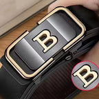 PrimeLetter Men's automatic buckle belt – Toothless Business Fashion Belt with Letter Buckle
