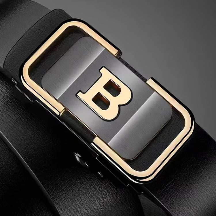 PrimeLetter Men's automatic buckle belt – Toothless Business Fashion Belt with Letter Buckle