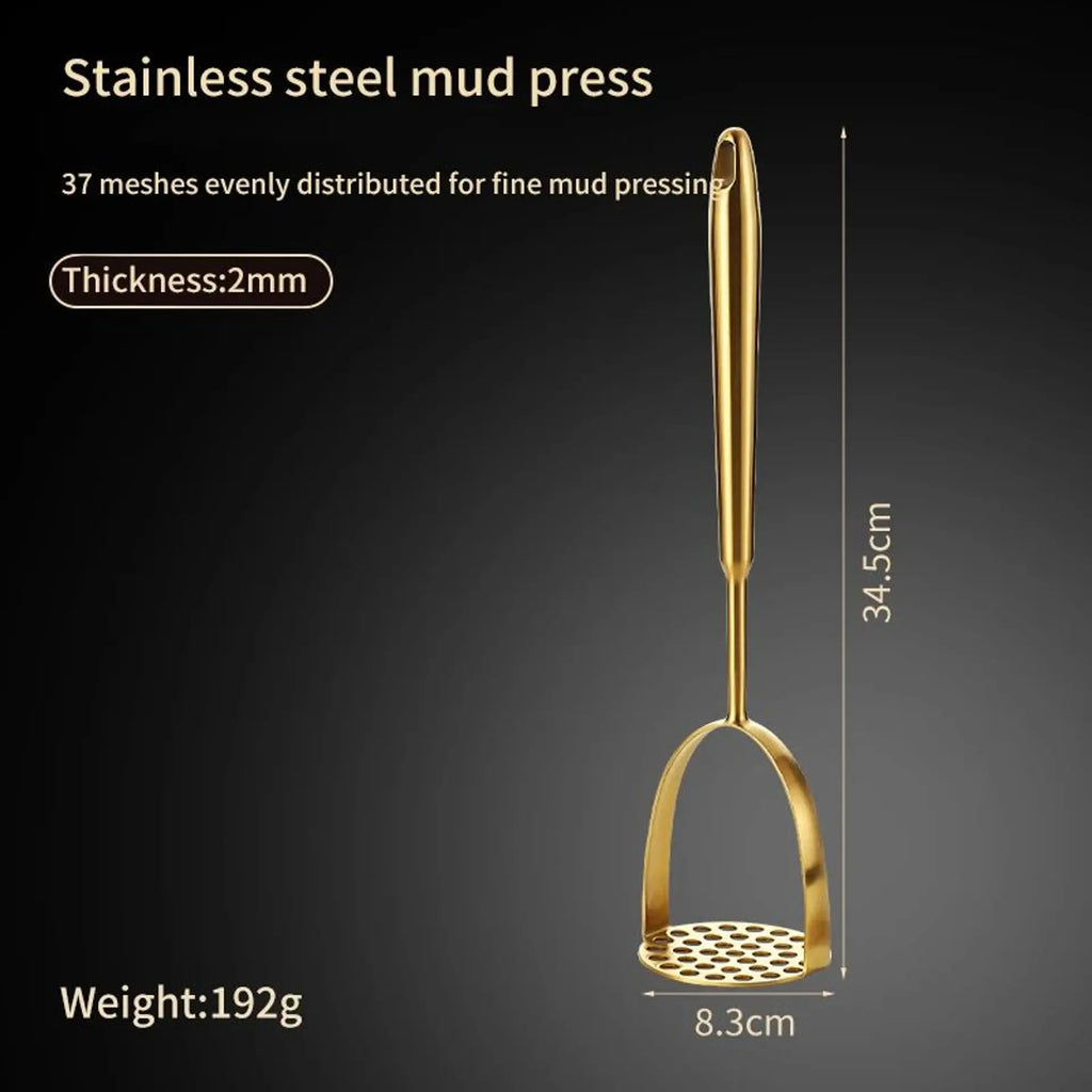 Stainless Steel Potato Masher & Garlic Presser: Kitchen Gadgets