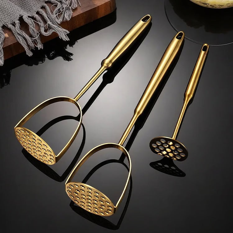 Stainless Steel Potato Masher & Garlic Presser: Kitchen Gadgets